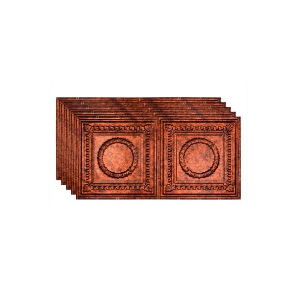Acoustic Ceiling Products Fasade Rosette - 48-3/8" x 24-3/8" PVC Glue Up Tile in Moonstone Copper - PG5418 - main